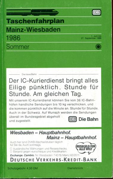 Taschenfahrplan Mainz Wiesbaden 1986