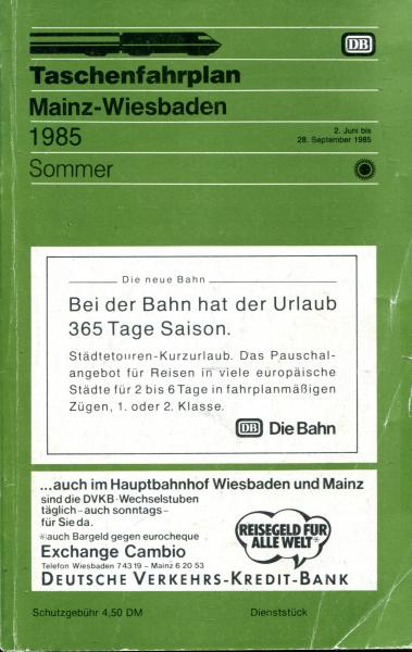 Taschenfahrplan Mainz Wiesbaden 1985