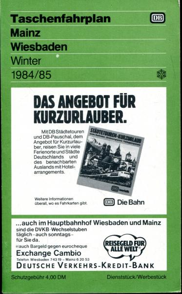 Taschenfahrplan Mainz Wiesbaden 1984 / 1985