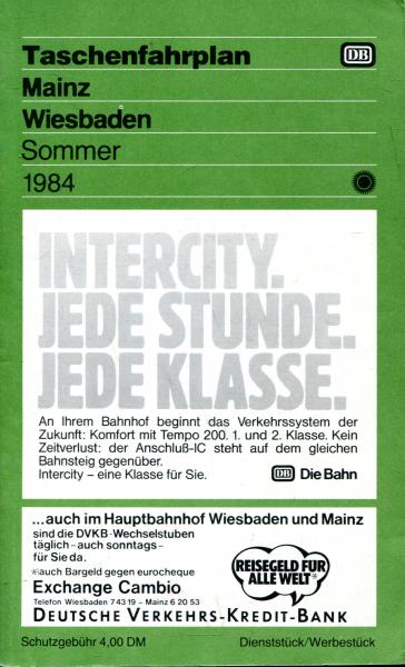 Taschenfahrplan Mainz Wiesbaden 1984