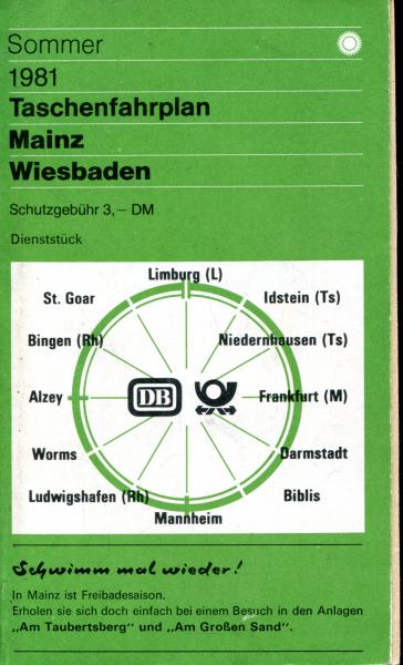 Taschenfahrplan Mainz Wiesbaden 1981
