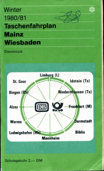 Taschenfahrplan Mainz Wiesbaden 1980 / 1981