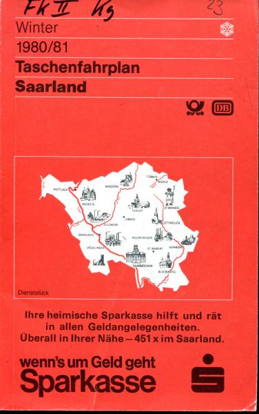 Taschenfahrplan Saarland 1980 / 1981