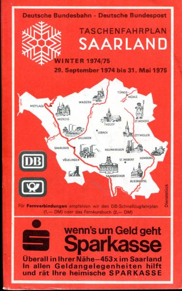 Taschenfahrplan Saarland 1974 / 1975