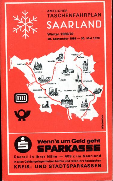 Taschenfahrplan Saarland 1969 / 1970