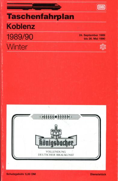 Taschenfahrplan Koblenz 1989 / 1990