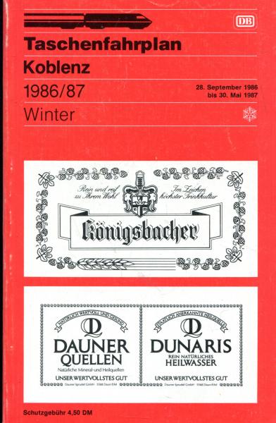 Taschenfahrplan Koblenz 1986 / 1987