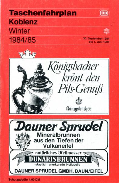 Taschenfahrplan Koblenz 1984 / 1985