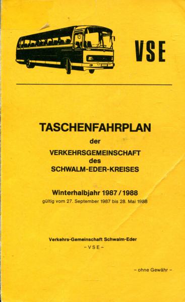 Taschenfahrplan Schwalm Eder Kreis 1987 / 1988