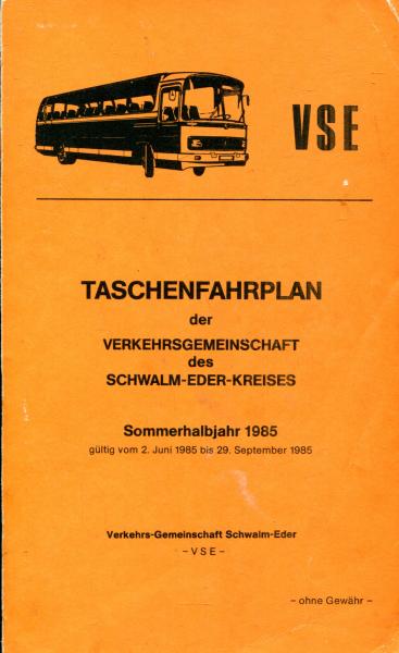 Taschenfahrplan Schwalm Eder Kreis 1985