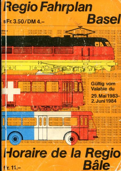 Regio Fahrplan Basel 1983 / 1984