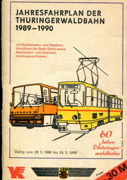Jahresfahrplan Thüringerwaldbahn 1989 – 1990