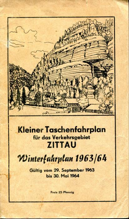 Kleiner Taschenfahrplan für das Verkehrsgebiet Zittau 1963 / 1964