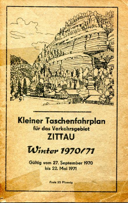 Kleiner Taschenfahrplan für das Verkehrsgebiet Zittau 1970 / 1971