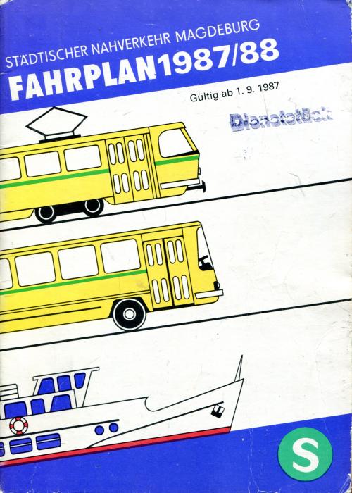 Fahrplan Städtischer Nahverkehr Magdeburg 1987 / 1988