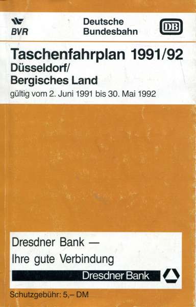 Taschenfahrplan Düsseldorf / Bergisches Land 1991 / 1992