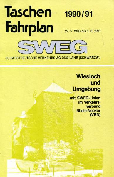 SWEG Taschenfahrplan Wiesloch und Umgebung 1990 / 1991