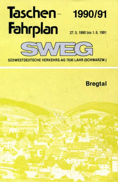 SWEG Taschenfahrplan Bregtal 1990 / 1991