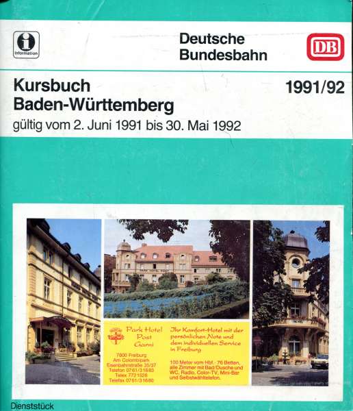 Kursbuch Baden-Württemberg 1991 / 1992