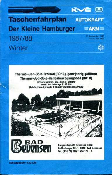 Taschenfahrplan der Kleine Hamburger 1987 / 1988