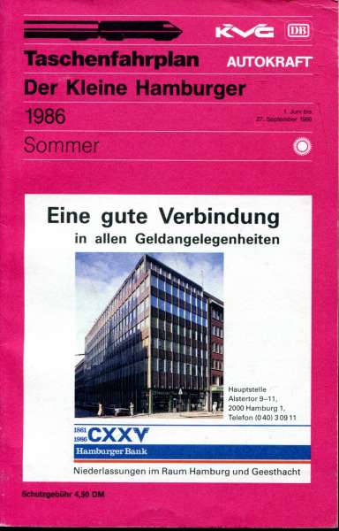 Taschenfahrplan der Kleine Hamburger 1986