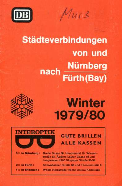 Städteverbindungen von und nach Nürnberg 1979 / 1980