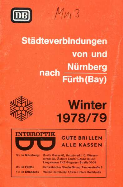 Städteverbindungen von und nach Nürnberg 1978 / 1979