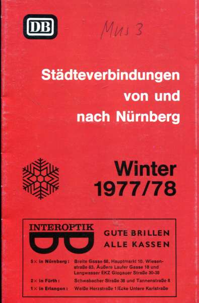 Städteverbindungen von und nach Nürnberg 1977 / 1978