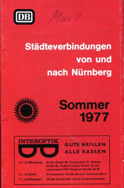 Städteverbindungen von und nach Nürnberg 1977
