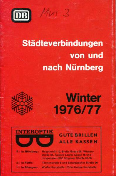 Städteverbindungen von und nach Nürnberg 1976 / 1977