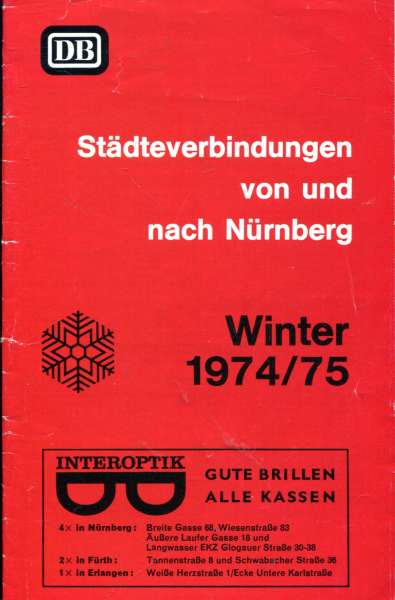 Städteverbindungen von und nach Nürnberg 1974 / 1975