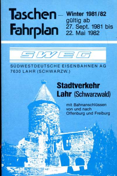 SWEG Taschenfahrplan Stadtverkehr Lahr 1981 / 1982