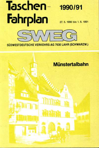 SWEG Taschenfahrplan Münstertalbahn 1990 / 1991