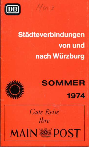 Städteverbindungen von und nach Würzburg 1974