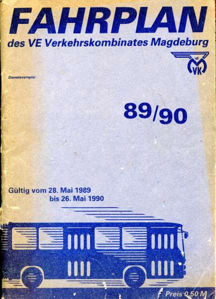 Fahrplan VE Verkehrskombinat Magdeburg 1989 / 1990