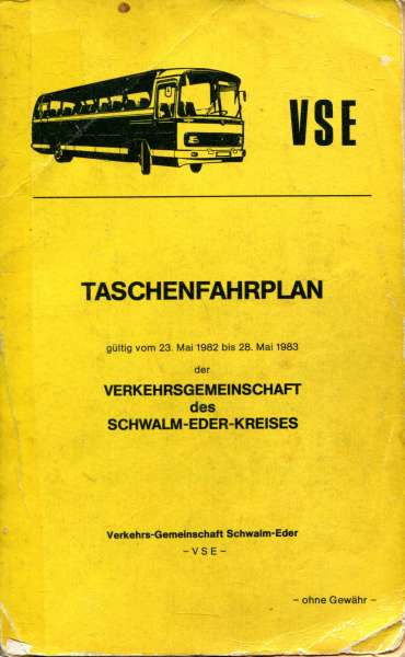 Taschenfahrplan Schwalm-Eder-Kreis 1982 / 1983 (Deckblatt mit Gebrauchsspuren)