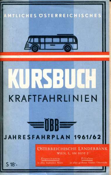 Kursbuch Kraftfahrlinien Österreich 1961 / 1962