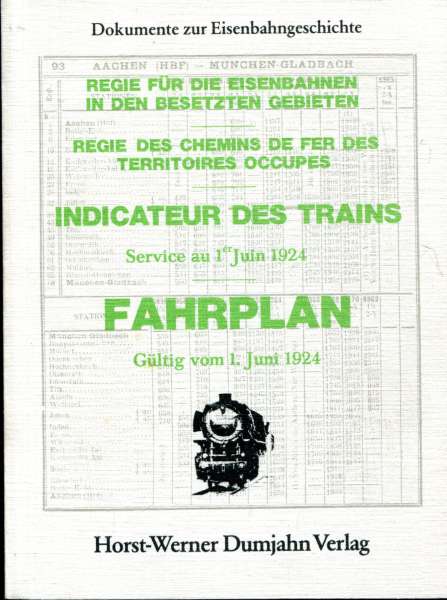 Fahrplan 1924 besetzte Gebiete Rheinlandbesetzung Reprint
