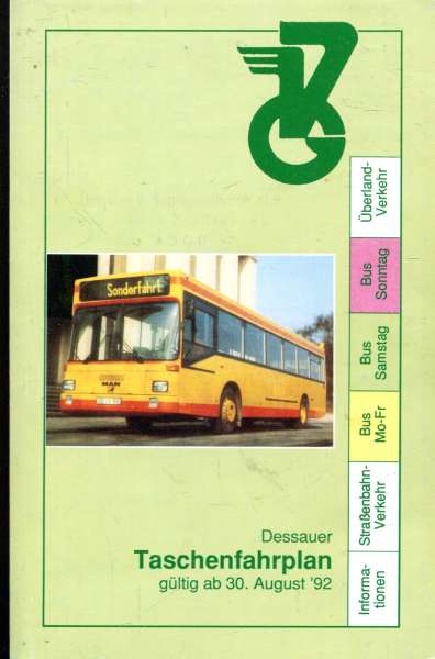 Taschenfahrplan Dessau 1992 / 1993