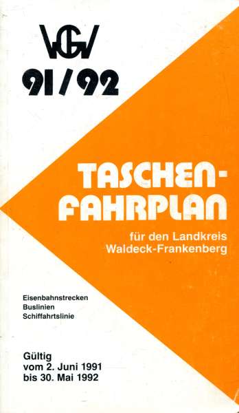 Taschenfahrplan Landkreis Waldeck-Frankenberg 1991 / 1992