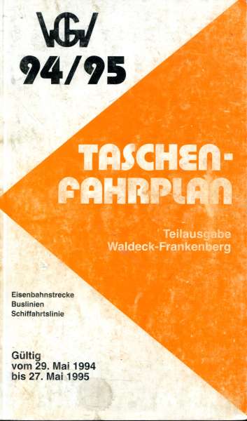 Taschenfahrplan Waldeck-Frankenberg 1994 / 1995 ( Umschlag leider fleckig !)