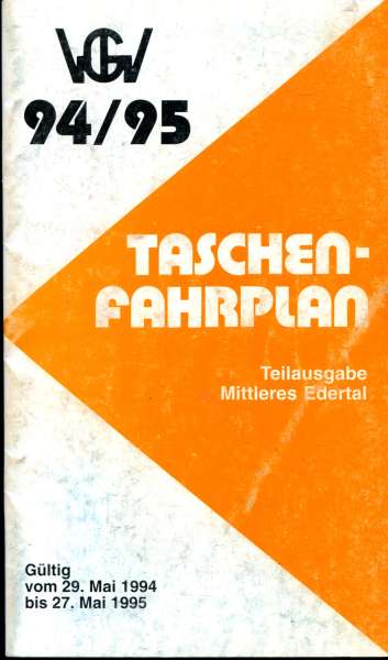 Taschenfahrplan Mittleres Edertal 1994 / 1995 ( Deckblatt etwas berieben !)