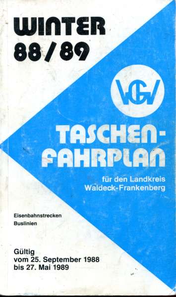 Taschenfahrplan für den Landkreis Waldeck-Frankenberg 1988 / 1989