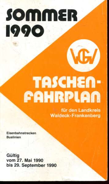 Taschenfahrplan für den Landkreis Waldeck-Frankenberg 1990