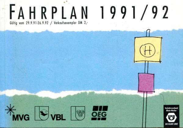 Fahrplan Verkehrsverbund Rhein-Neckar 1991 / 1992