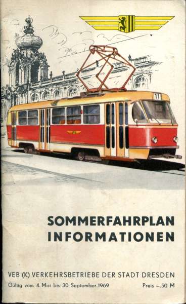 Fahrplan Informationen Verkehrsbetriebe der Stadt Dresden 1969