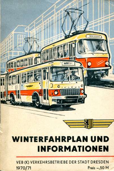 Fahrplan Informationen Verkehrsbetriebe der Stadt Dresden 1970 / 1971