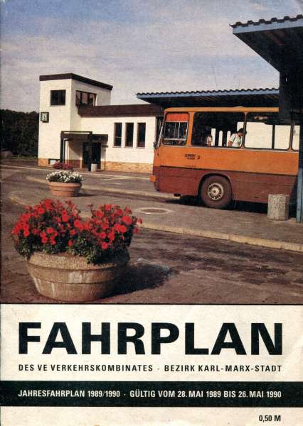 Fahrplan Verkehrskombinat Karl Marx Stadt 1989 / 1990