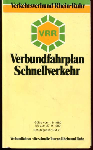 VRR Verbundfahrplan Schnellverkehr 1980