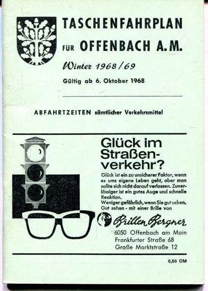 Taschenfahrplan Offenbach 1968 / 1969